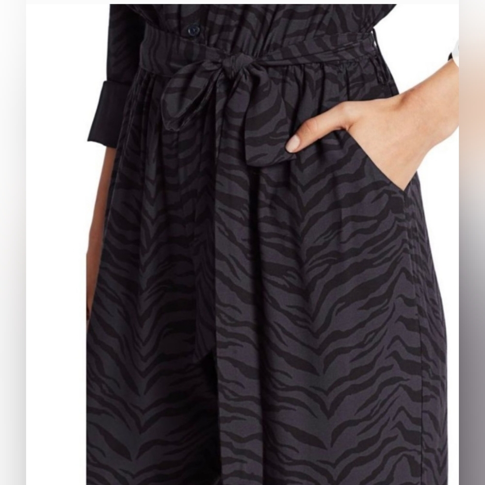 Rails Jumpsuit Callen Wide Leg Charcoal Gray Tiger Stripe Button Front S… - Picture 9 of 12